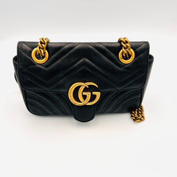 Gucci Matelasse Leather GG Marmont Small Flap Bag - Picture 1 of 16